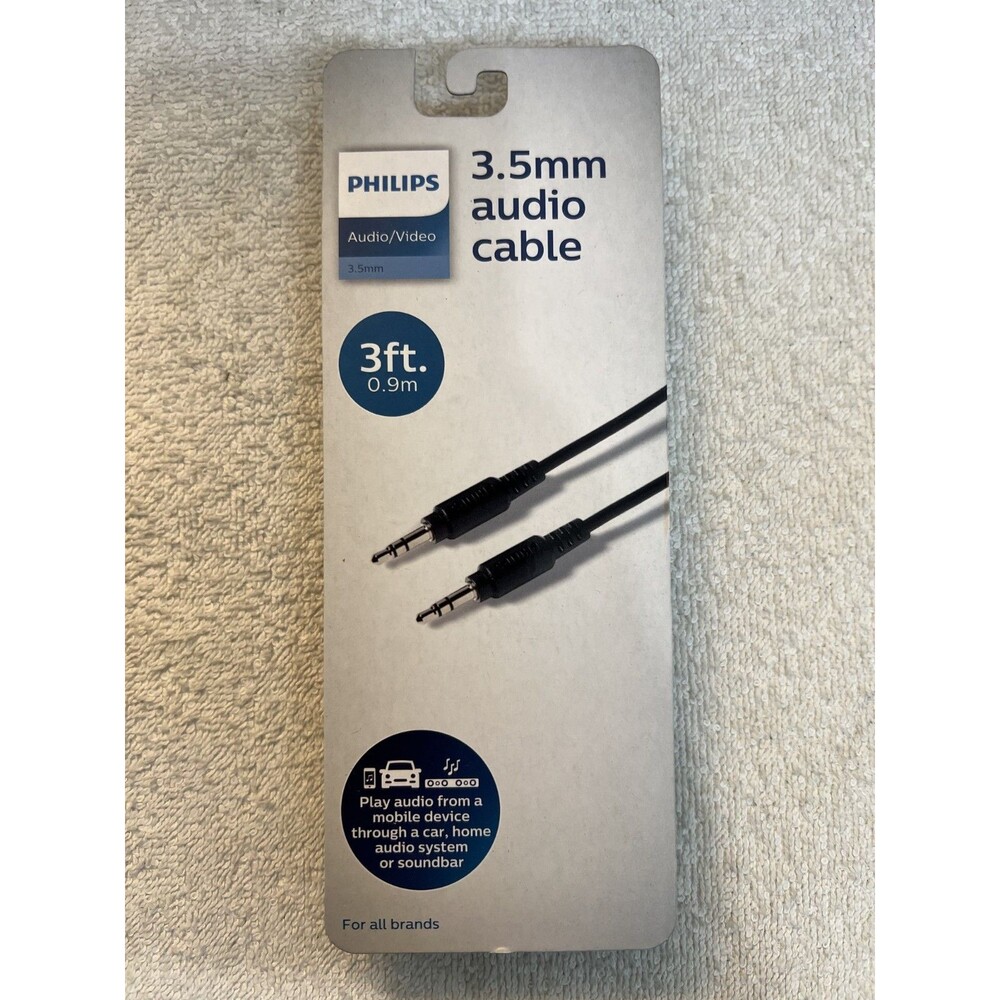 Philips - 3.5 Audio Cable - 3' - Black